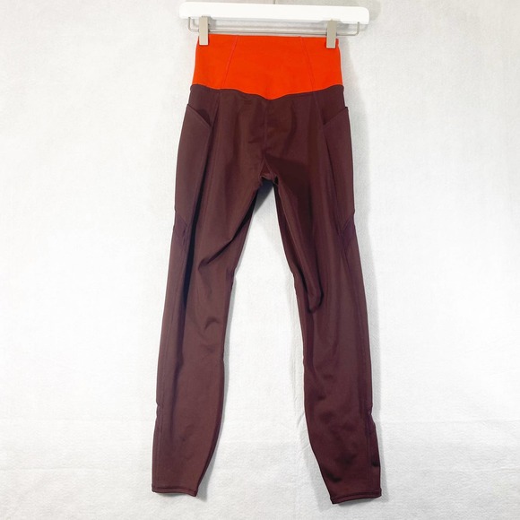 Athleta Leggings XS Purple Coloblock Tenacity 7/8 High Rise Mesh Crop Workout - Picture 3 of 16